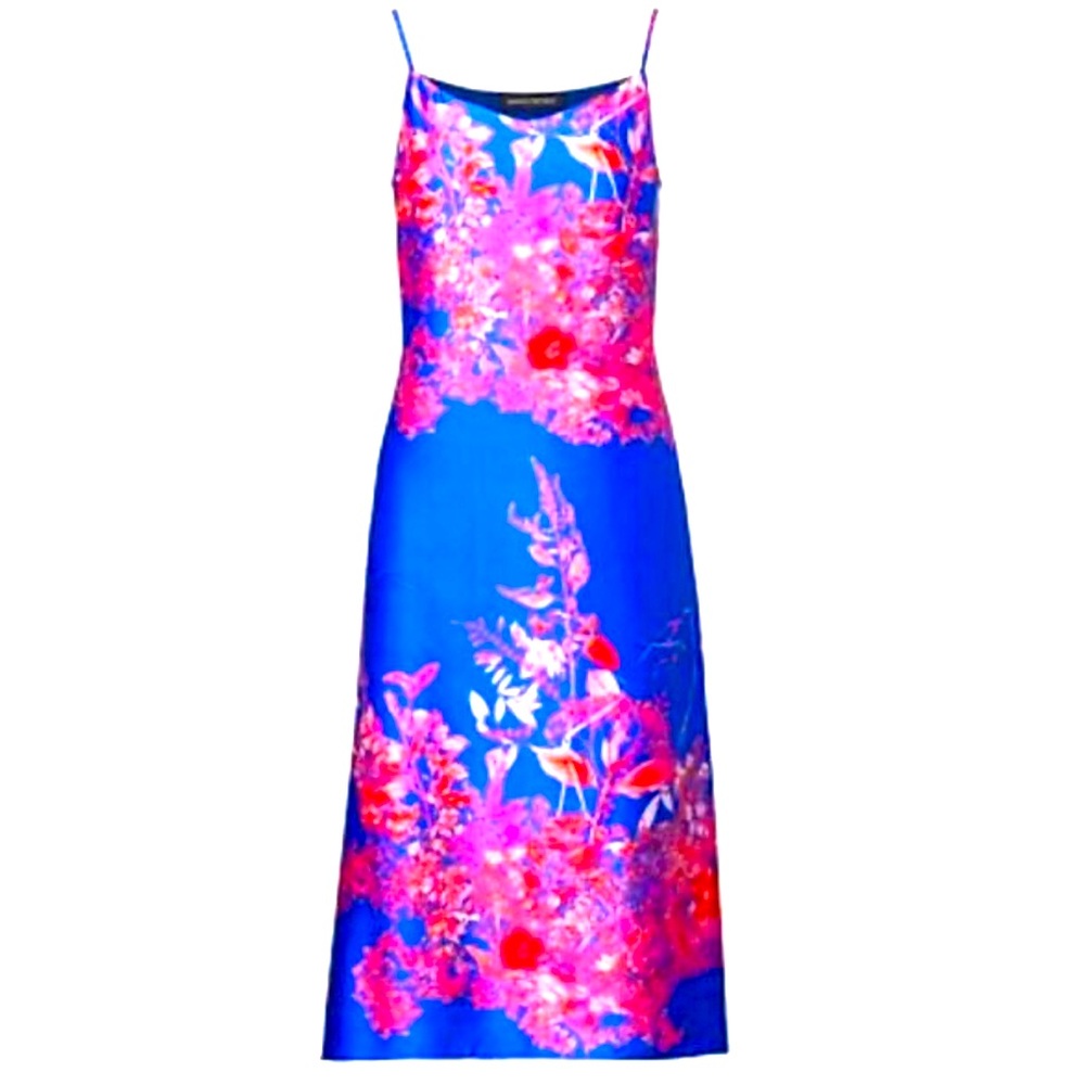 Banana Republic Vibrant Blue and Pink Midi Dress